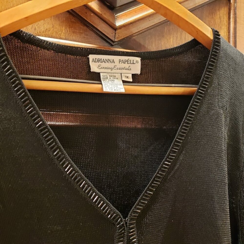 NWT Adrianna Papell Evening Essentials Black Semi-Sheer Beaded Cardigan Size 1X